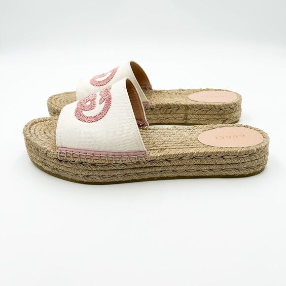 Gucci Sandals with Pink Logo and Cream Base - Picture 4 of 14